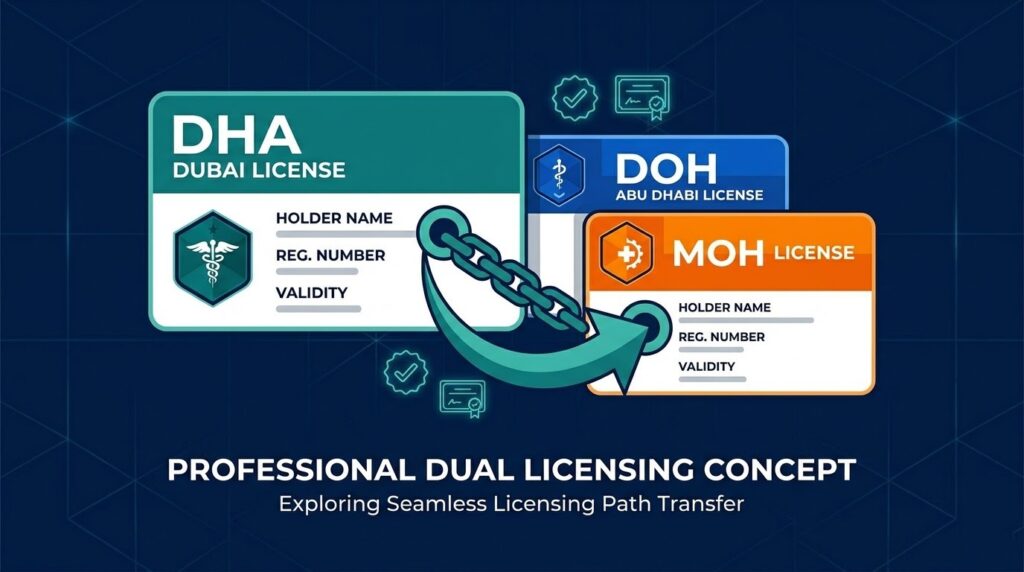 Holding multiple UAE medical licenses — DHA and DOH dual licensing for healthcare professionals