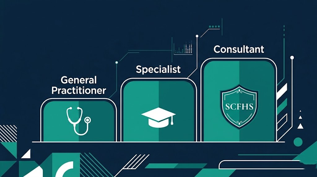 SCFHS doctor classification tiers, GP, Specialist and Consultant grades explained