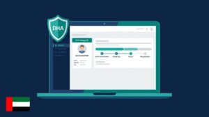 Sheryan DHA portal guide showing account setup and license application steps for healthcare professionals in Dubai