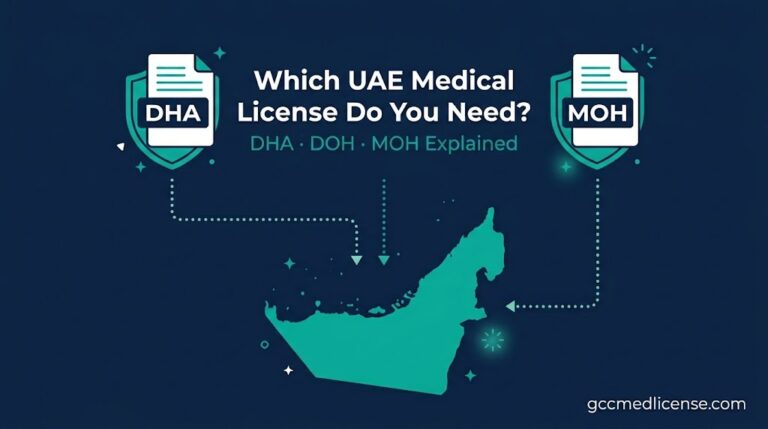 gccmedlicense.com UAE medical licensing service — DHA vs DOH vs MOH comparison
